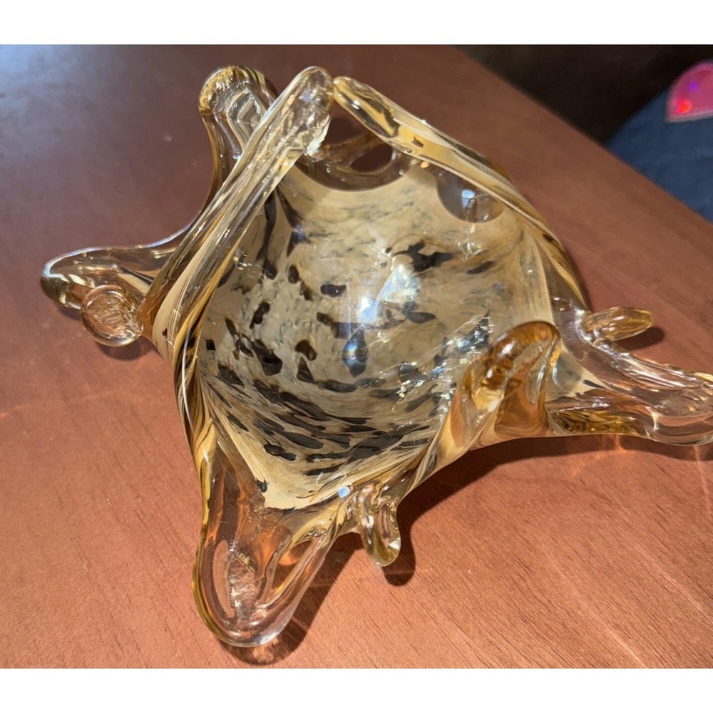 Vintage‎ Murano Blown Glass Tiger Style Print Basket Vetho Esquito Made In Italy - Picture 3 of 6